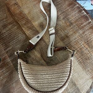 Zara Beige Woven Crossbody Bag